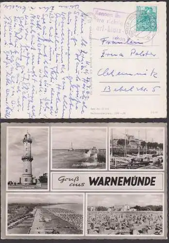 Chemnitz Karl-Marx-Stadt, St. "Kennen ihre Partner ihre richtige Adresse Karl-Marx-Stadt schon!" 1960,, Ak Warnemünde