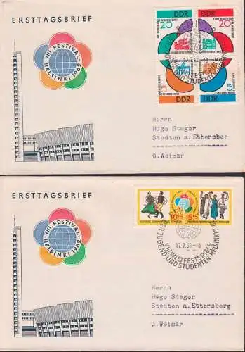 Weltfestspiele in Helsinki 1962, Friedenstaube, FDC DDR 901/06 je SoSt.