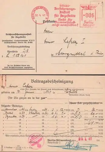 Berlin-Wilmersdorf AFS =006= 30.4.41 Reichsversicherungsanstalt für Angestellte