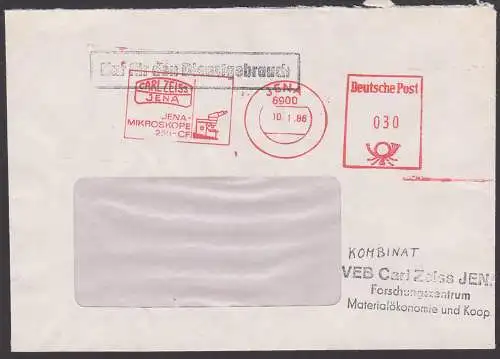JENA CARL ZEISS ZKD-AFS-Brief "Nur für den Dienstgebrauch" 10.1.86, Abb. Mikroskop 250-CF
