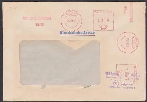 Oppach AFS =014= und =001= VEB Schaltelektronik, 15.10.86, interssante AFS-Mischfrankatur!, Wirtschaftsdrucksache
