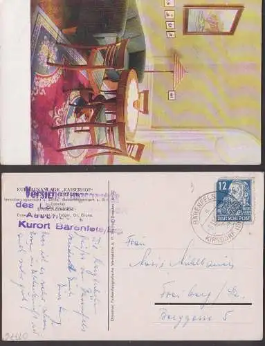 Bärenfels über Kipsdorf Kurhausanlage "Kaiserhof" Damenzimer Versicherungsanstalt sächs. Gewerbekammer 1950