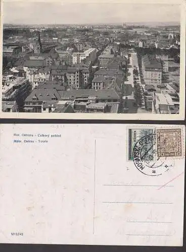 Protektorat Böhmen und Mähren Moravksa Ostrava Ostrau Fotokarte 12.9.39 Mischfrankatur Mitläufer, Ortsansicht