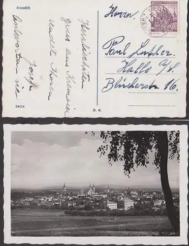 Protektorat Böhmen und Mähren Kroměříž Kremsier Fotokarte 19. VI 40 zweisprachiger St. nach Halle
