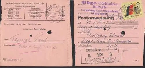 Schwarze Pumpe  Grossbauvorhaben 6.11.59, 40 Pf. Zentralstadion Leipzig, auf Einzahlungsauftrag n. Ziegenhain, DDR 727