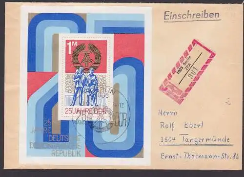 DDR 1983 Bl. 41 R-Brief SoSt. BERLIN vom Ausgabetag, 25 Jahre DDR FDC Germany East