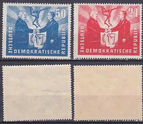 Germany DDR 294/95 ** Deutsch-Polnische Freundschaft, W. Pieck, Boleslaw Bierut Oder-Neisse Friedensgrenze