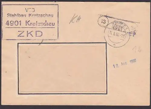 Kretzschau Zeitz VEB Stahlbau  PSSt. ZKD-Kastenstempel 11.8.1966