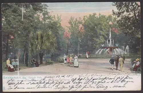 savannah G. forsyth Park, card color 1909 USA