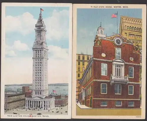 Boston Mass. Old-state house, new custom , card color 1923, 1939 USA