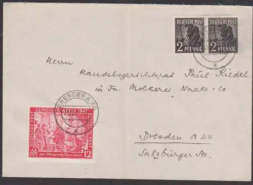 Leipziger Messe 1948 Messeprivileg Kaiser Maximilian, Orts-Brief Dresden 30.12.47