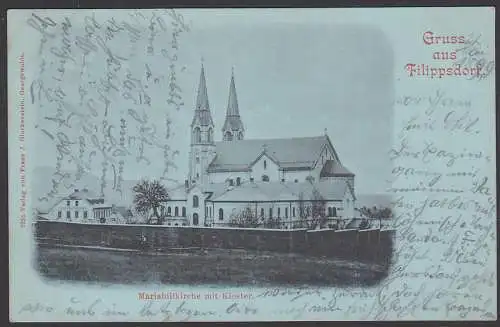 Georgswalde Fillipsdorf Ak 1899, Correspondenz Mariahilfkirche mit Klaster, Sudetenland Tschechien