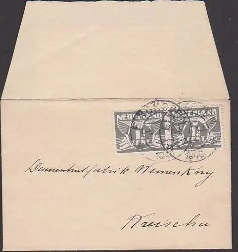 Nederland Brief Eindhoven 1 1/2 Cent (2) nach Kreischa Deutschland, mit Karte JAN LEUTEN modes en gros  1940, offene Sdg