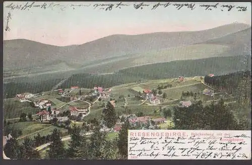 Sněžka Brückenberg Riesengebirge Schneekoppe Śnieżka Sudeten colorierte AK 1908