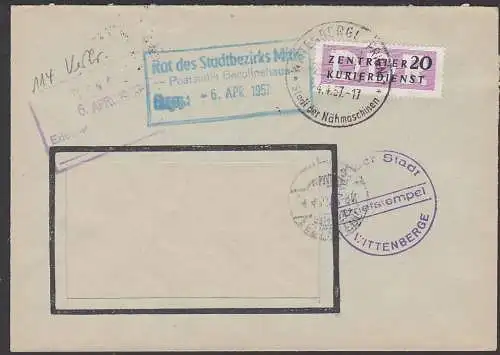 Wittenberge Prignitz, DDR ZKD B7, nach Berlin O17, Berolinahaus, Rat des Stadtbezirks Mitte , SoSt. Stadt d. Nähmaschine