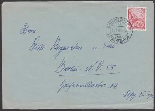 Seidenbollentin über Altentreptow 11.5.60 Fernbrief nach Berlin NO 55