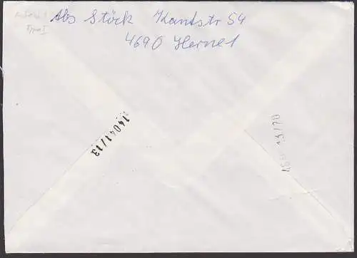 HERNE Einchreibe- Eil-Brief 13.6.88 mit 6 Automatenmarken nach Reinhardtsgrimma