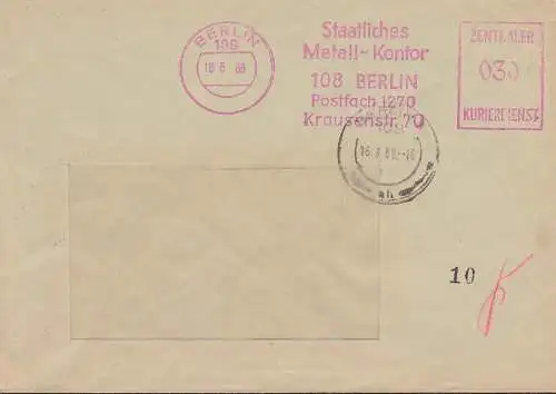 BERLIN 108, ZKD-AFS Staatliches Metall-Kontor 16.8.68