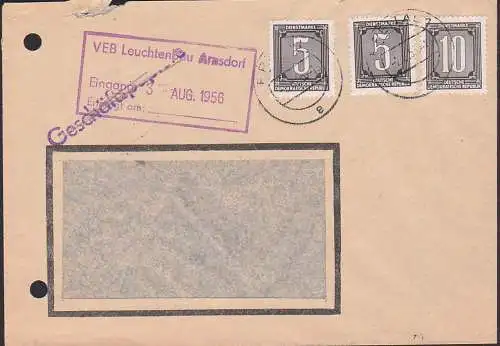 Germany east ZKD B1(2) 5 Pfg. in MiF mit 10 Pf. Freital 2.8.56 Edelstahlwerk