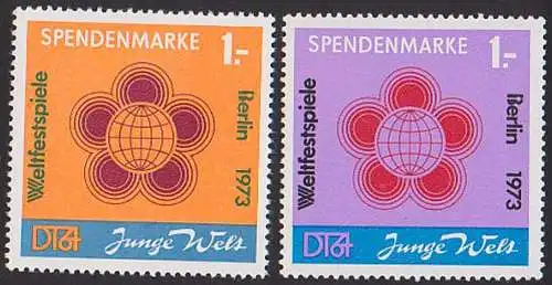 Berlin DDR Spendenmarke 1 gelb und violett postfrisch Junge Welt Weltfestspiele 1973 Germany East
