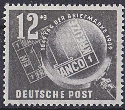 Tag der Briefmarke 1949 mit Marke Bayern Nr. 1 Schwarze Einser Lupe Gemany DDR 245 **
