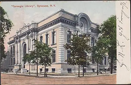 Lot 8 cards SYRACUSE NEW YORK 1906 "Varegie Librrary" Blbliothek Stempel: Massina SP 68 & UTICA R.P.O