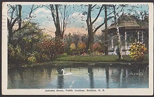 USA HALIFAX 1924 Autumn Scene Public Gardens used
