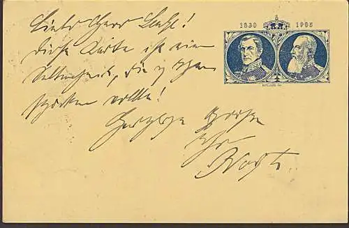 GRAND (STATION) DEPART Ganzsachenkarte Jubiläum 1830 - 1905 nach Gera (Reuss)