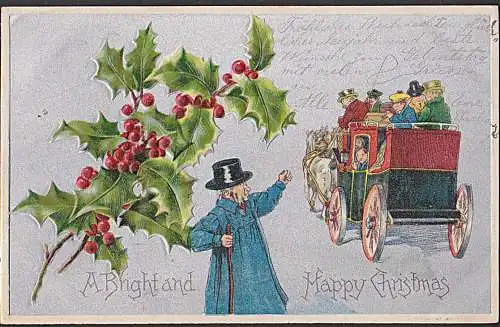 CINCINNATI OHIA STATION -A- 1905 Prägekarte Happy Christmas Postkutsche