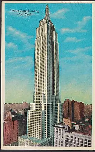 NEW YORK Manhatten Empire State Building post card 1936