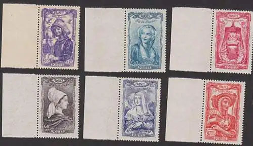 Frankreich 606 - 611 ** Nationale Hilfe Trachten Burgund Bretagne