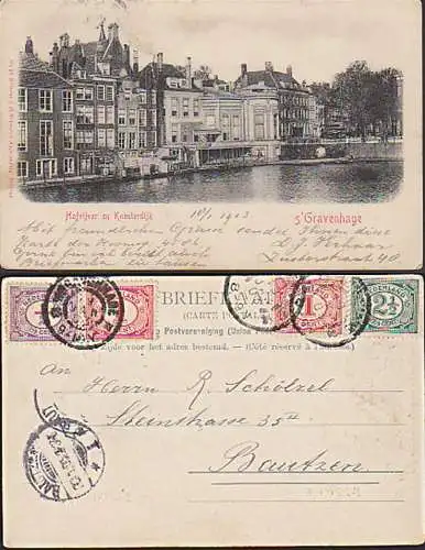 s-Gravenhage GRAVENHAGE Den Haag Hofijver en Kneuterdiik Briefkart von 1903