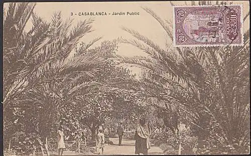 Maroc Casablanca Jardin Public post card nach Paris, marokko