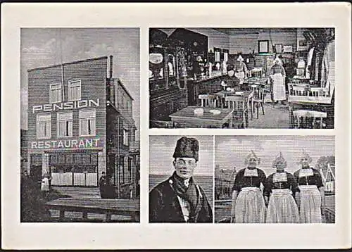 Ak Holland Volendam Hotel Frits Veldhuizen Pension Cafe Restaurant Trachten, rs. unbeschriftet