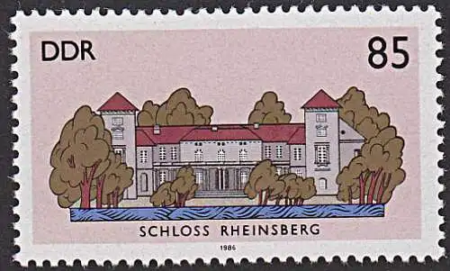 DDR 3034I ** 85 Pf Schloss Rheinsberg mit P-Fehler "Sims vom rechten Turm beschädigt"