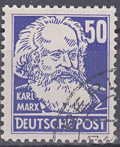 Karl Marx Köpfe II Wasserzeichen DDR und Posthorn 337 gest. 50 Pf Persönlichkeiten