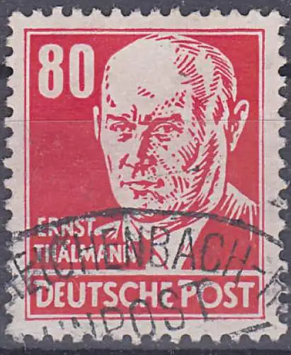Ernst Thälmann Köpfe II Wasserzeichen DDR und Posthorn DDR 340 gest. 80 Pf rot Persönlichkeiten
