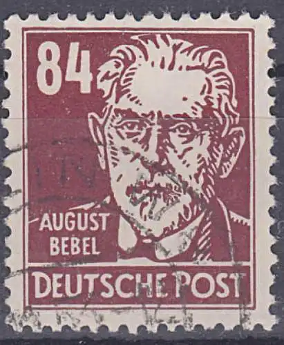August Bebel Köpfe II Wasserzeichen DDR und Posthorn DDR 341 Bedarfsstempel 84 Pf Persönlichkeiten