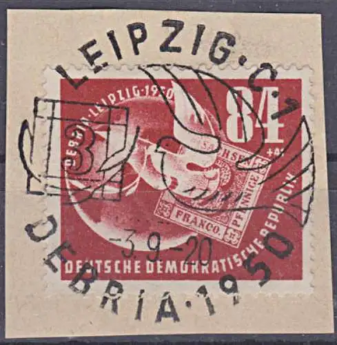 DEBRIA Erdkugel Friedenstaube Sachsenmarke Nr. 1 DDR 260 Briefstück 84 + 41 Pf