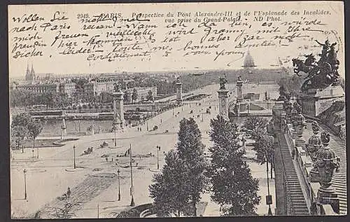 Paris - Pont Alexandre III et de l' Esplanade Grand-Palais 1914