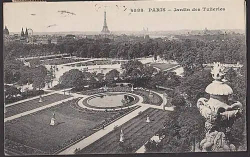 Paris Jardin des Tuileries carte postale 1914