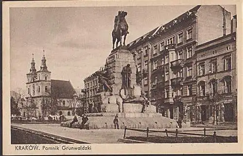 Krakow Krakau Pomnik Grunwaldzki Denkmal Carte postale ca. 1917