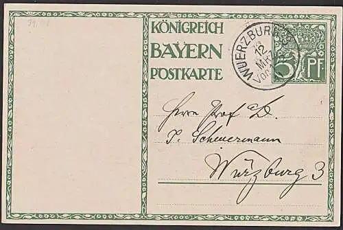 Bayern 1911 Prinzregent Luitpold Medaillon sign. DIEZ mit St. Würzburg