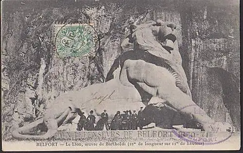 Ak Belfort Le Lio oeuvre de Bartholdi Löwe Denkmal Franche-Comté carte postale 1907