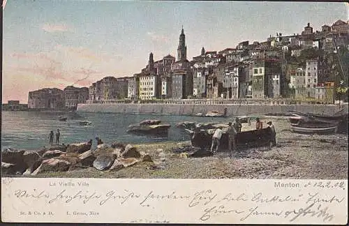 Menton Mentone La Vieille Ville Fischerboote carte postale 1902