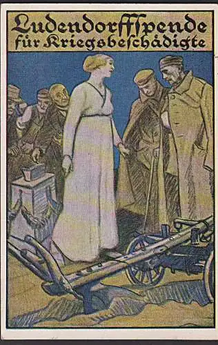 Dresden Künstlerkarte Nr. 5 von Wilhelm Schulz Ludendorff-Spende für Kriegsbeschädigte Ackerpflug Spendenkiste