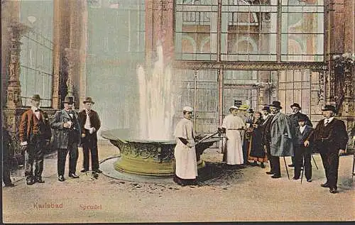 Karlovy Vary Ak KARLSBAD Sprudel Trinkhalle mit Bedienung 1908