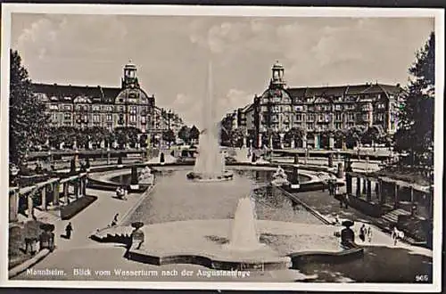 MANNHEIM Wasserturm Augustaanlage Fotokarte Wasserspiele 1937