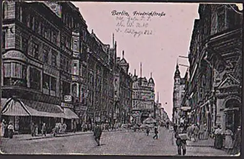 BERLIN Friedrichstraße Feldpost Minenwerfer Kompanie Deutsche Feldpost 822, Werbung BOLS, apt. Feldpostst.