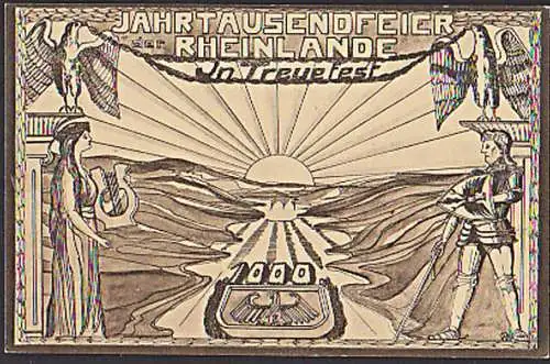 Jubiläumspostkarte Nr. 3 "Sonnenaufgang" 1000jährige Zugehörigkeit der Rheinlande zum DR 925 - 1925